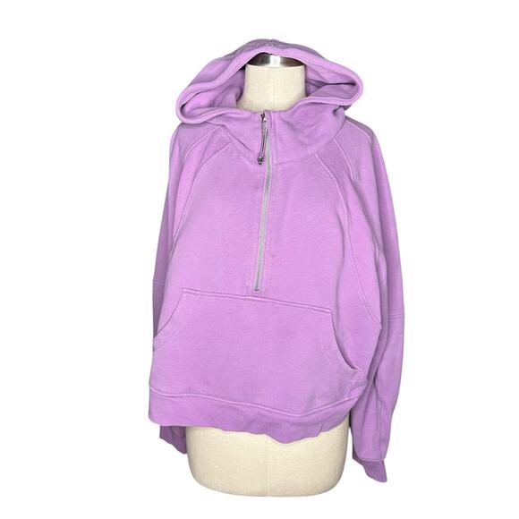 LULULEMON Lilac Purple Scuba Hooded Sweatshirt Half Zip Women's Size XL/XXL FLAW - Picture 1 of 9